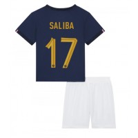 Camisa de time de futebol França William Saliba #17 Replicas 1º Equipamento Infantil Mundo 2022 Manga Curta (+ Calças curtas)